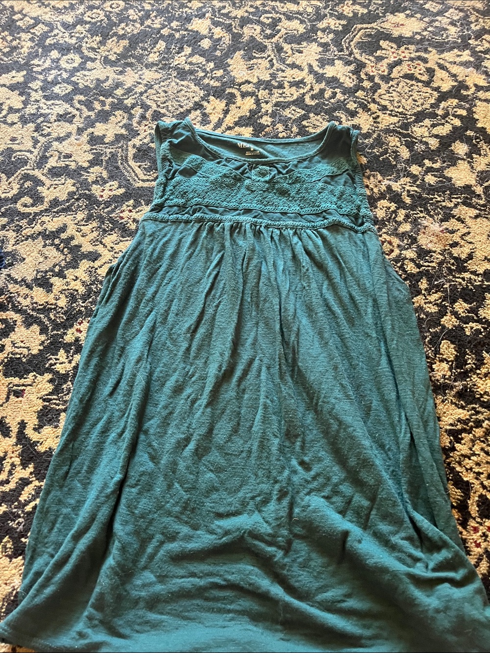 Merona Teal Crochet Yoke Sleeveless Tunic